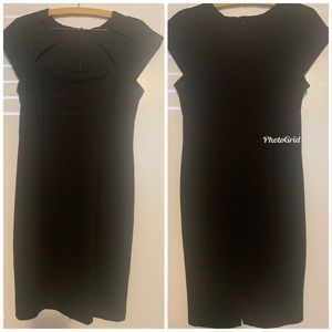 Black mid knee pencil skirt dress